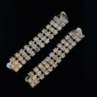 Винтажный большой со стразами обуви зажимы 3 ряда бар зубцы комплект серебристого тона недвижимости - Изображение 1 из 4