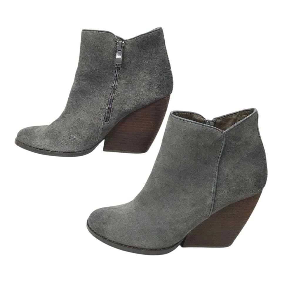 Botines Whitby muy volátiles para mujer talla 10 gamuza cuero cuña cremallera gris Foto 1 de 4