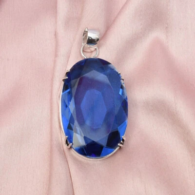 Ansprechen Tansanit Edelstein 925 Sterling Silber Handgemacht Anhänger S-44 - Bild 1 von 4