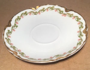 Antique Haviland Clover Leaf 4 3/8”Demitasse Saucer Gold Trim Limoges France 1ea - Picture 1 of 9