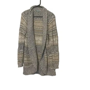 Maurices Womens Size XL Knit Cream Gray Sequin Fairy Open Front Cardigan Sweater - Picture 1 of 9