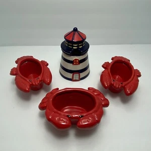 Boston Warehouse Lighthouse Lobster Crab Serving Set | Summer Coastal | 4 Piece - Picture 1 of 11