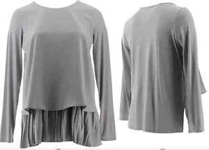 NEW DG2 Diane Gilman PLUS SZ 2X Pleated Underlayer Easy Top SHIRT GRAY - Picture 1 of 4