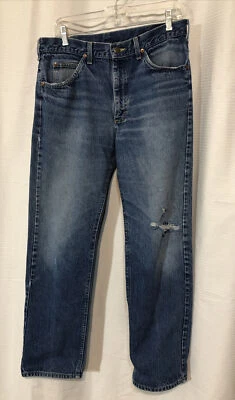 Jeans Lee Rider azules desgastados de colección años 70 garra cremallera 34x32 años 70 etiqueta Union Foto 1 de 4
