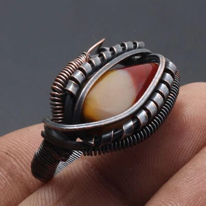 Mookaite Gemstone Valentine Gift Wire Wrapped Ring US 8 Jewelry G10455 - Picture 1 of 3