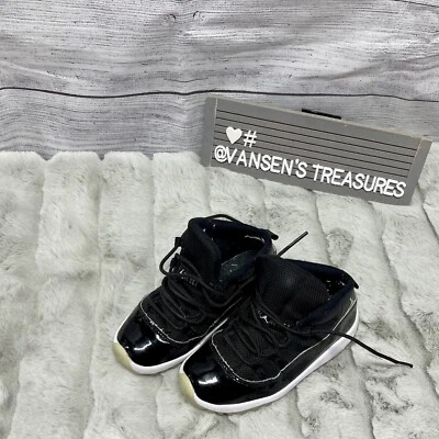Nike Air Jordan Retro 11 JUBILEE 25TH ANNIV. Blk Boys Girls Kids Toddler 10c - Image 1 of 4