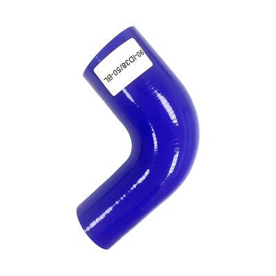 3PLY Silicone Intake Elbow Coupler Reducer Hose Blue 38mm to 50mm 90 Degree - Image 1 of 3