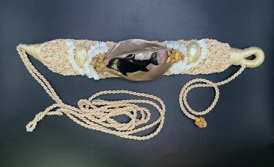Cinturón Dolphin Vintage Dorado/Crema Shell Trenzado Cuentas Tejido Abulón Retro Boho Foto 1 de 4