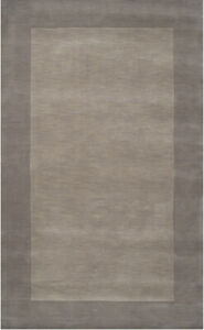 Carpet Gray 8 Square Wool Border Contemporary Casual Area Rug - Approx 8' x 8'