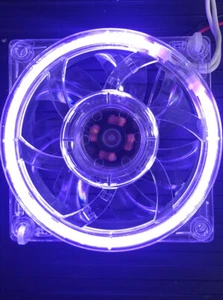 80mm Clear fan with WHITE Cold Cathode Fan Grill - Picture 1 of 3