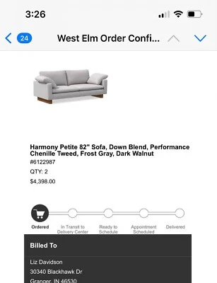 2 件新布双人沙发。  刚刚交货,但客厅太短了。 — 第 1/2 张图片