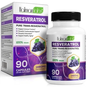 Trans-Resveratrol 1480mg Premium Anti-Aging Formula Healthy Heart Antioxidant UK - Picture 1 of 6