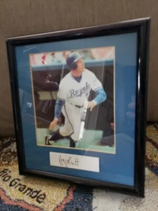 CUSTOM KC George Brett Framed Photo Cut Autograph GOLDIN COA Signed 8 1/2"x9" - Picture 1 of 5