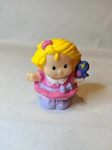 Little People Sarah Blonde Girl With Blue Bird Pink Dress Easter 2002 Mattel - Picture 1 of 6