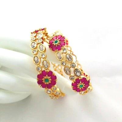 Brazaletes/brazaletes de circonita cúbica dorada tamaño 2,6/brazaletes de piedra roja rubí Foto 1 de 4