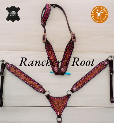 Western Leather Tack Set Horse | Antique Tooling Tack Set For Horse - Image 1 of 4