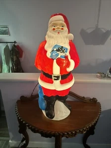 Vintage 1971 Santa Claus Blow Mold with Blue Present Empire 34” Christmas Light - Picture 1 of 14