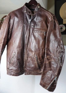 SCHOTT USA GR 44 CAFE RACER MOTORRAD BIKER BRAUN LEDERJACKE - Bild 1 von 21