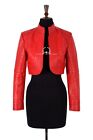Ladies Elegant Look Real Leather Red Cropped Shrug Bolero Slim-Fit Jacket Ashley