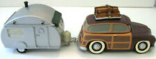 TRAVEL TRAILER & WOODY WAGON SET On The Road Again Camper RV Containers 1996 NOS