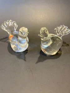 2 Murano Italy Dove Birds Clear Art Glass Original Stickers Vetro Artistico - Picture 1 of 8