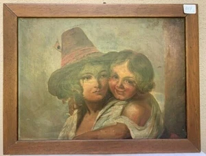 Dipinto-Due ragazzi napoletani felici-Fine 800-Napoli-Olio su tavola-BUONE cond - Foto 1 di 7