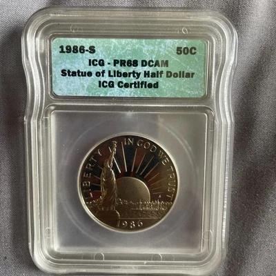 1986S Half Dollar Proof 69D Cam Statue Of Liberty Graded By Icg - Image 1 of 2