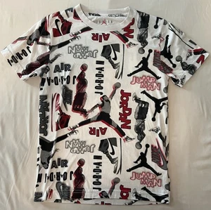 Maglia Nike Air Jordan ragazzo media bianca Jumpman maglietta stampa all over - Foto 1 di 8