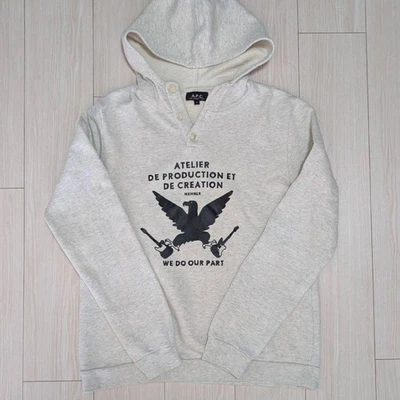 A.P.C. Sweat Hoodie Fleece Henley Neck Gray M Used JAPAN - Image 1 of 4