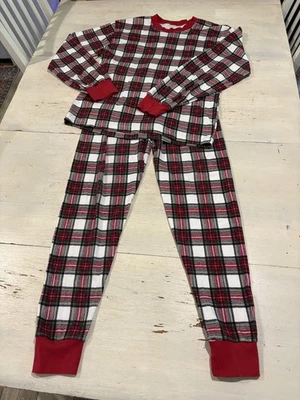 Conjunto de pijama Pottery Barn para niños grande a cuadros algodón orgánico ropa de dormir para vacaciones Foto 1 de 4