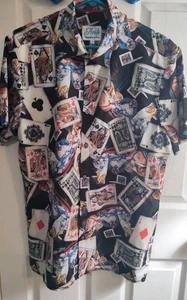 Fresh Prints of Bel Air Dogs Playing Poker Mens M Hawaiian Shirt Vacation Club - Picture 1 of 6