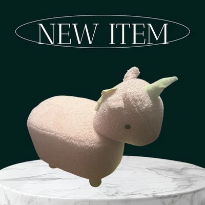 Taburete otomano de felpa rosa unicornio reposapiés - Asiento de juguete para decoración de habitación para niños - Nuevo Foto 1 de 4