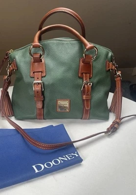 Dooney & Bourke Pebble Grain Bristol Satchel Green Genuine Leather Tasseled - Image 1 of 4
