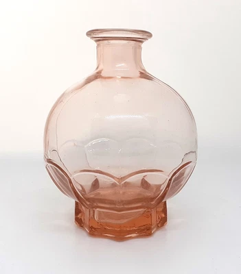 Decorative Pressed Glass Bottle Peach Pink Colour 13 cm High 5 Inches - Image 1 of 4