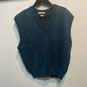 VTG Tricots St Raphael Sweater Vest Mens L Green Golfers Wool Dad Grandpa - Picture 1 of 3