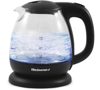 Elite Gourmet 1L Electric Glass Water Kettle, Black - Image 1 of 4
