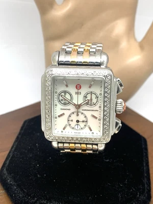 Michele Women's Watch 71-6000 Mother of Pearl Dial Diamond Swiss Quartz Two Tone - Image 1 of 4