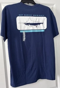 Camiseta Guy Harvey Afico Azul Marino Para Hombre MED SS Gráfico Pez Espalda Estampado Algodón - Imagen 1 de 8