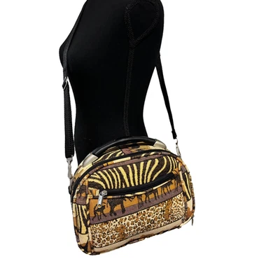 Hard Case Safari jungle Animal Tapestry retro Carry-on Bag purse Roller Strap - Image 1 of 4