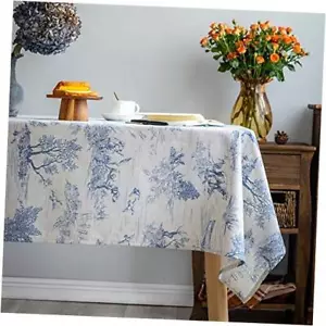 Rustic Tablecloth Classic French Village Printed Linen Fabric Table Cover - Picture 1 of 8