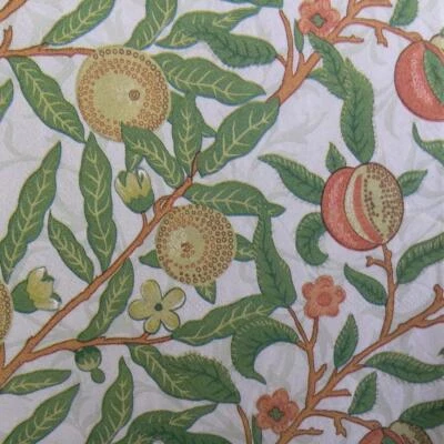 PAPER NAPKINS PK 20 WILLIAM MORRIS FLOWER AND LEAVES GREEN ORANGE DECOUPAGE 3PLY - image 1 of 2