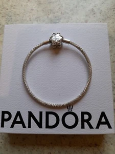 Ltd Pandora silver 925 charm Mesh Bangle Shine Bright Clasp bracelet 17cm in box - Picture 1 of 5