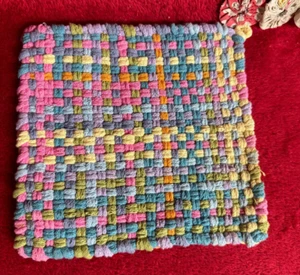 Handmade Large Cotton Potholder Pastel Colors - Picture 1 of 3