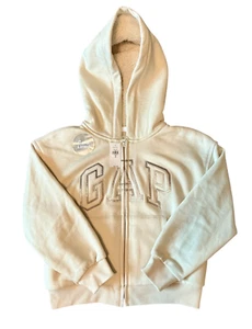 Neu mit Etikett Gap Kinder Mädchen elfenbeinfarben Bogen Logo Reißverschluss Hoodie Sweatshirt Jacke Größen S & M - Bild 1 von 6