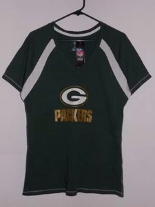 Camiseta Green Bay Packers $40 Majestic Mujer Día del Juego Cuello en V verde Nueva con etiquetas - Imagen 1 de 4