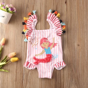 NWT Girls Mermaid Ruffle Swimsuit Bathing Suit 2T 3T 4T 5T 6 7 - Picture 1 of 6