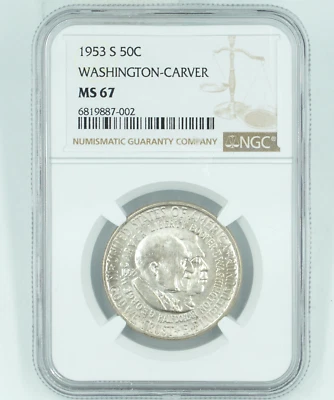 1953-S NGC MS67 Washington Carver Commemorative Half Blast White - Image 1 of 3