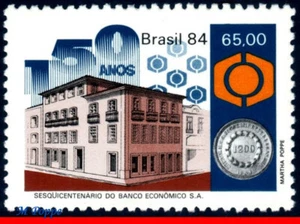 1943 BRAZIL 1984 ECONOMICO BANK, COINS, SESQUICENTENARY, ARCHITECTURE, MNH - Picture 1 of 2