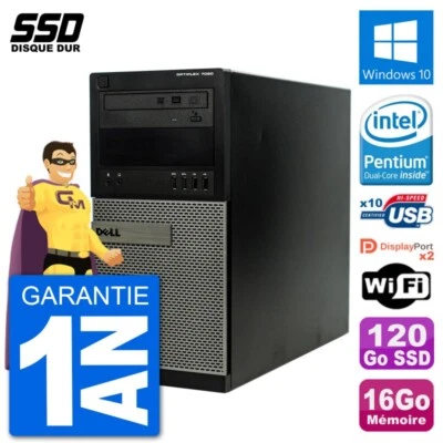 PC tour DELL 7020 Intel Pentium G3220 RAM 16Go SSD 120Go Windows 10 Wifi - Immagine 1 di 3