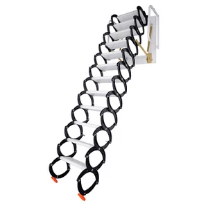 Black 12 Step Wall Mounted Folding Loft Ladder Stairs for Decorative House - Picture 1 of 23
